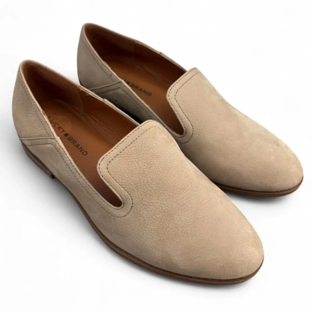 NWOT Women's Lucky Brand Cahill Leather‎ Slip On Loafer Flats Tan Size 6.5
